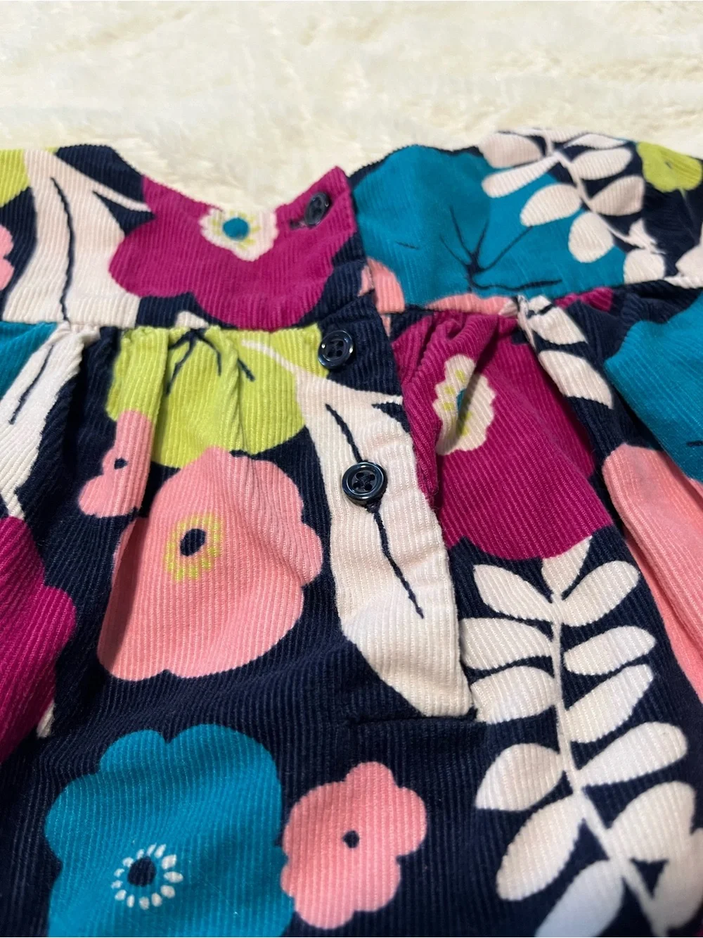 BabyGap Girls Corduroy Swing Top 6-12 Months Bright Floral Cottage Fall Winter